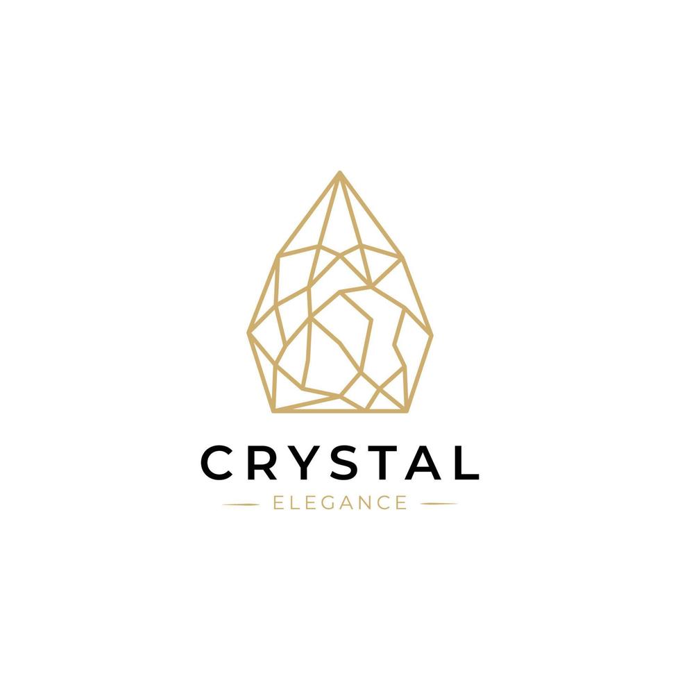 kristall Ädelsten logotyp design vektor mall linjär stil. Smycken mode lyx logotyp begrepp översikt ikon