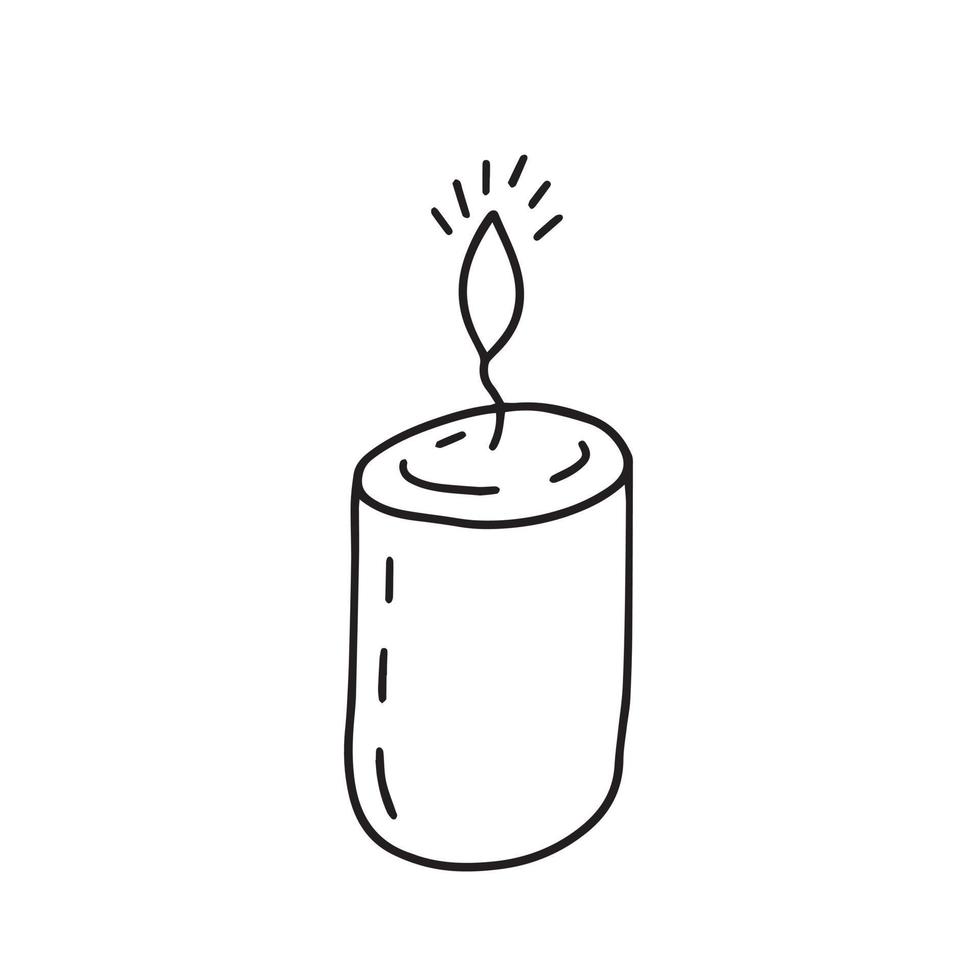 Doodle-Kerze-Vektor-Illustration. hand gezeichnete kerze isoliert vektor
