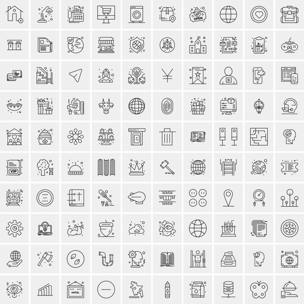 uppsättning av 100 kreativ företag linje ikoner vektor