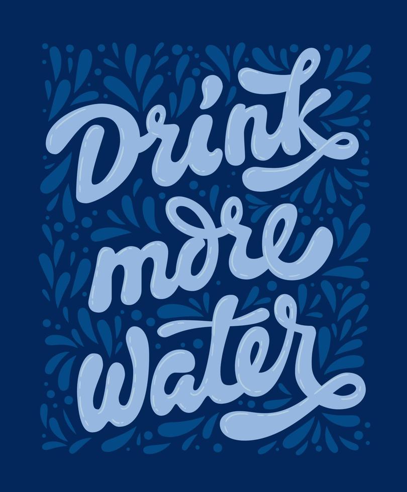 dryck Mer vatten - blå färger hälsa vård text illustration. vektor
