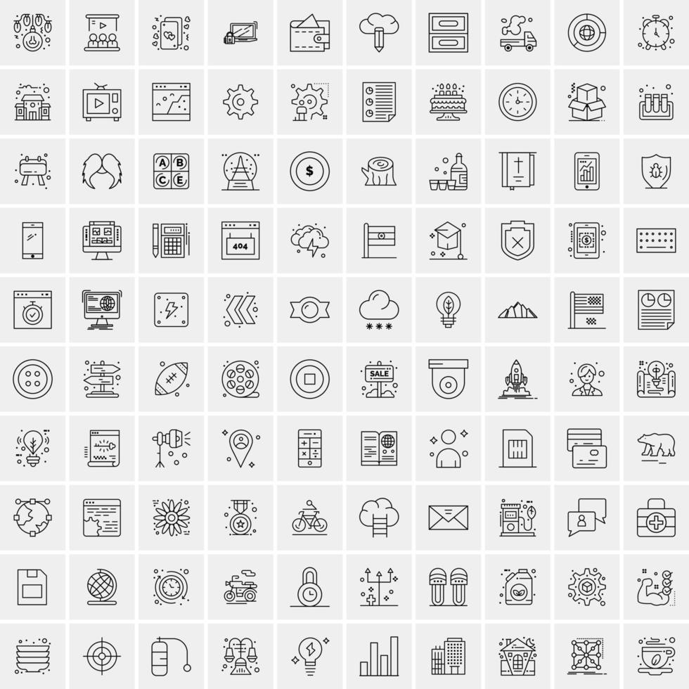 uppsättning av 100 kreativ företag linje ikoner vektor