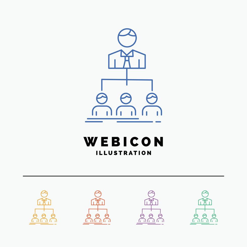 team. lagarbete. organisation. grupp. företag 5 Färg linje webb ikon mall isolerat på vit. vektor illustration