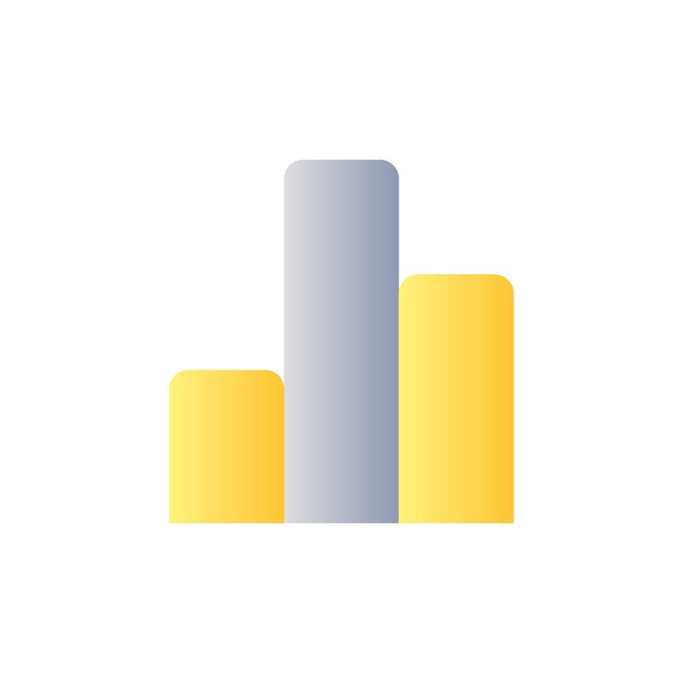 zweifarbiges ui-symbol mit flachem verlauf des spaltendiagramms. vertikales Balkendiagramm. Mathe Stunde. Datenvisualisierung. einfaches gefülltes Piktogramm. gui, ux design für mobile anwendung. Vektor isolierte RGB-Illustration