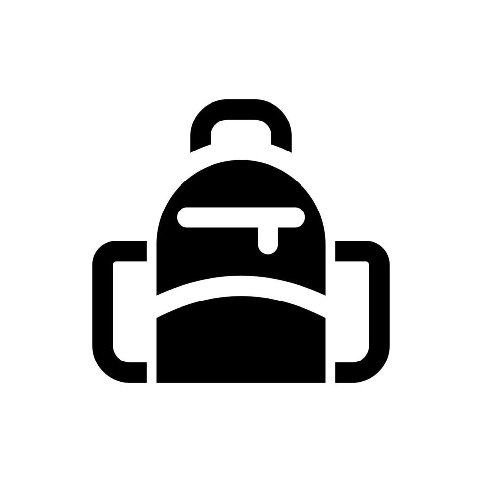 Schulrucksack schwarze Glyphe ui-Symbol. Rucksack für High School, College-Studenten. UI-Design. Schattenbildsymbol auf Leerraum. Solides Piktogramm für Web, Handy. isolierte Vektorillustration vektor