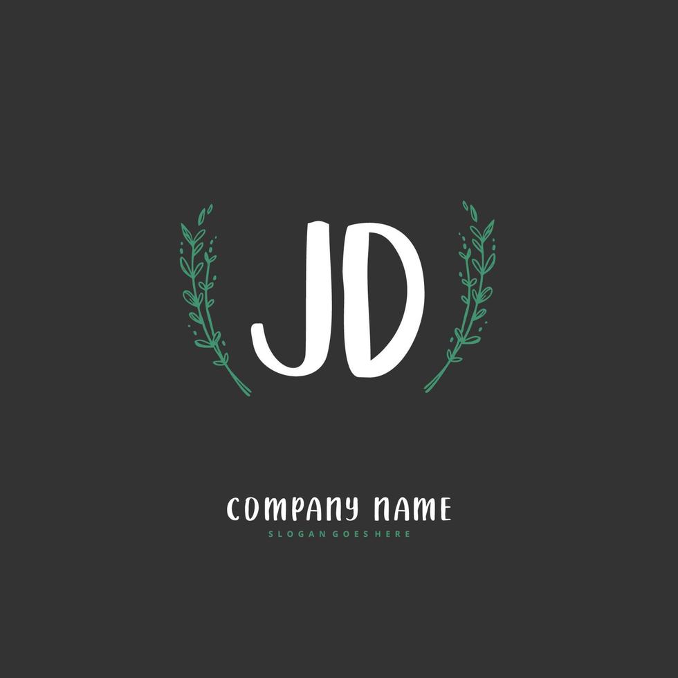 jd Anfangshandschrift und Signatur-Logo-Design mit Kreis. schönes design handgeschriebenes logo für mode, team, hochzeit, luxuslogo. vektor