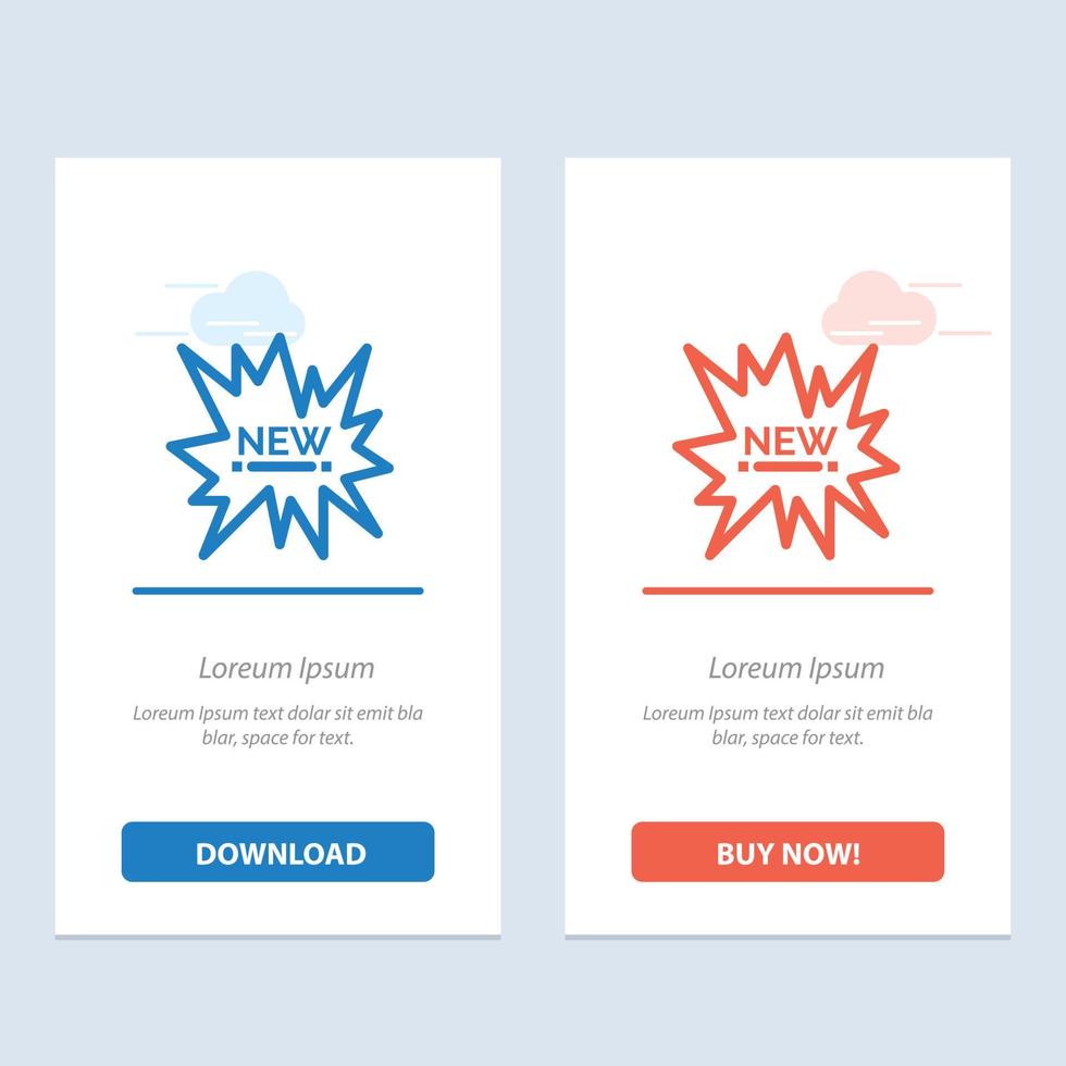 E-Commerce-Shopping-Tag Neue blaue und rote Kartenvorlage für Web-Widgets herunterladen und jetzt kaufen vektor
