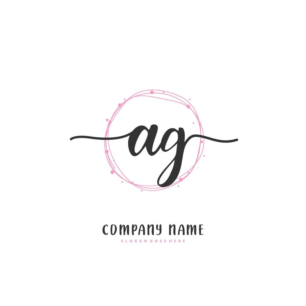 ag Anfangshandschrift und Signatur-Logo-Design mit Kreis. schönes design handgeschriebenes logo für mode, team, hochzeit, luxuslogo. vektor