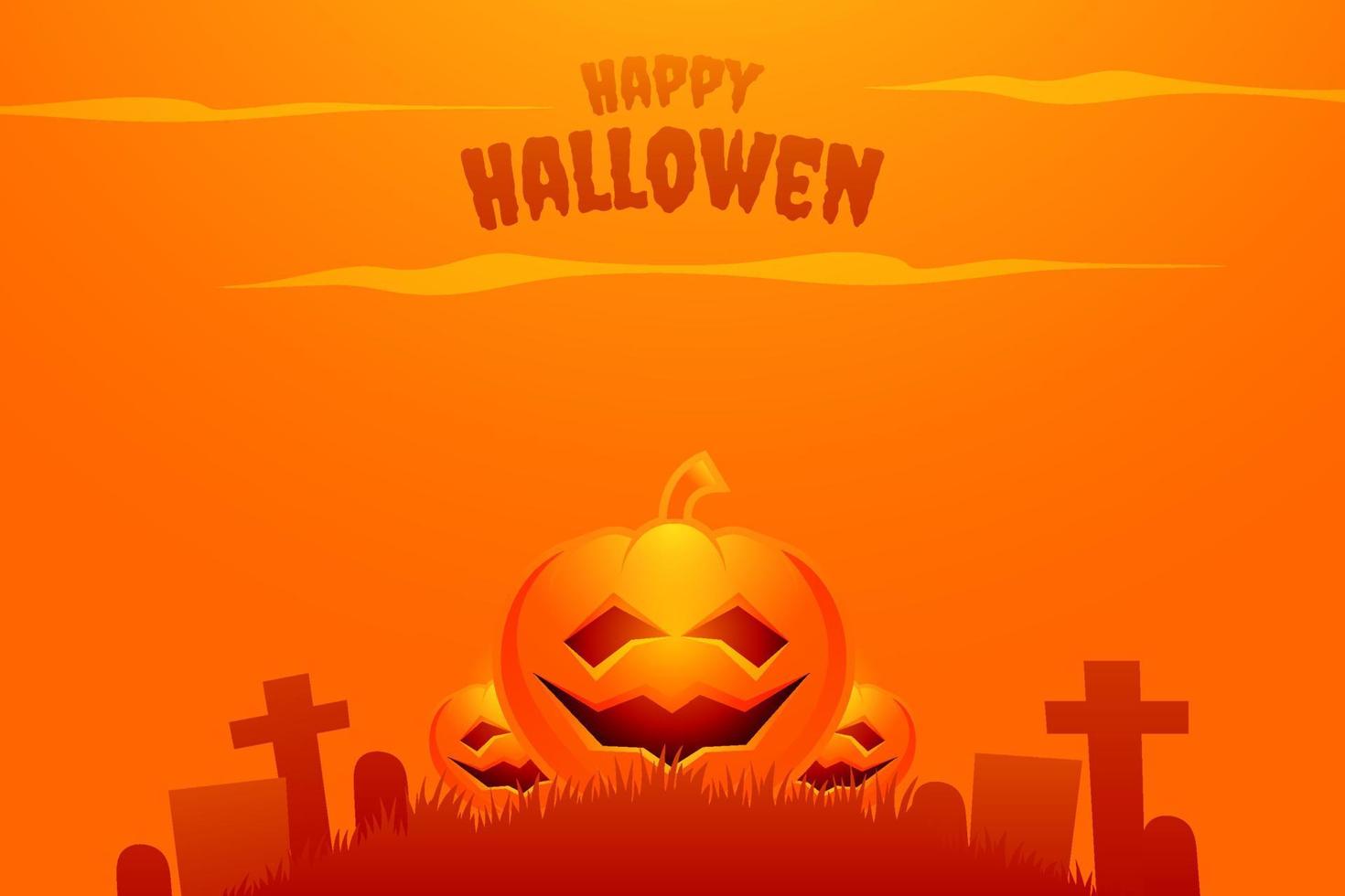 Lycklig halloween bakgrund vektor med pumpor. läskigt, enkel och Skräck mönster. affisch, baner, flygblad för natt händelse hallowen fest och halloween dag