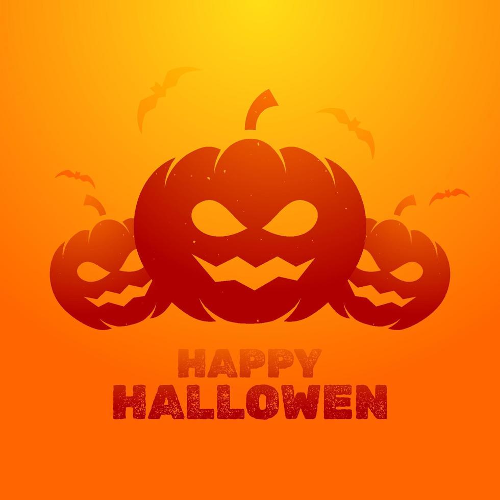Happy Halloween Hintergrund Vektor mit Kürbissen. gruselige, einfache und Horror-Designs. plakat, banner, flyer für nachtveranstaltung hallowen party und halloween tag