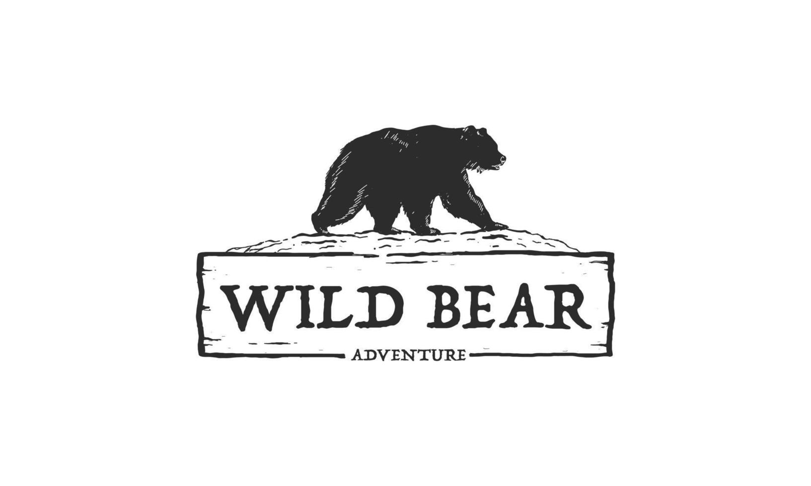 Wildbär-Logo-Design. wildes Bärenlogo. Banner, Poster, Grußkarte. Vektor-Illustration. vektor