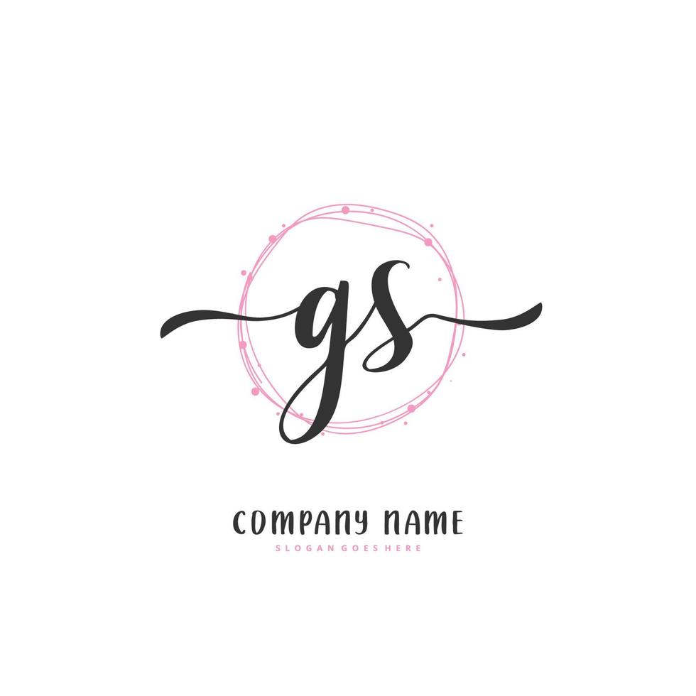 gs Anfangshandschrift und Signatur-Logo-Design mit Kreis. schönes design handgeschriebenes logo für mode, team, hochzeit, luxuslogo. vektor