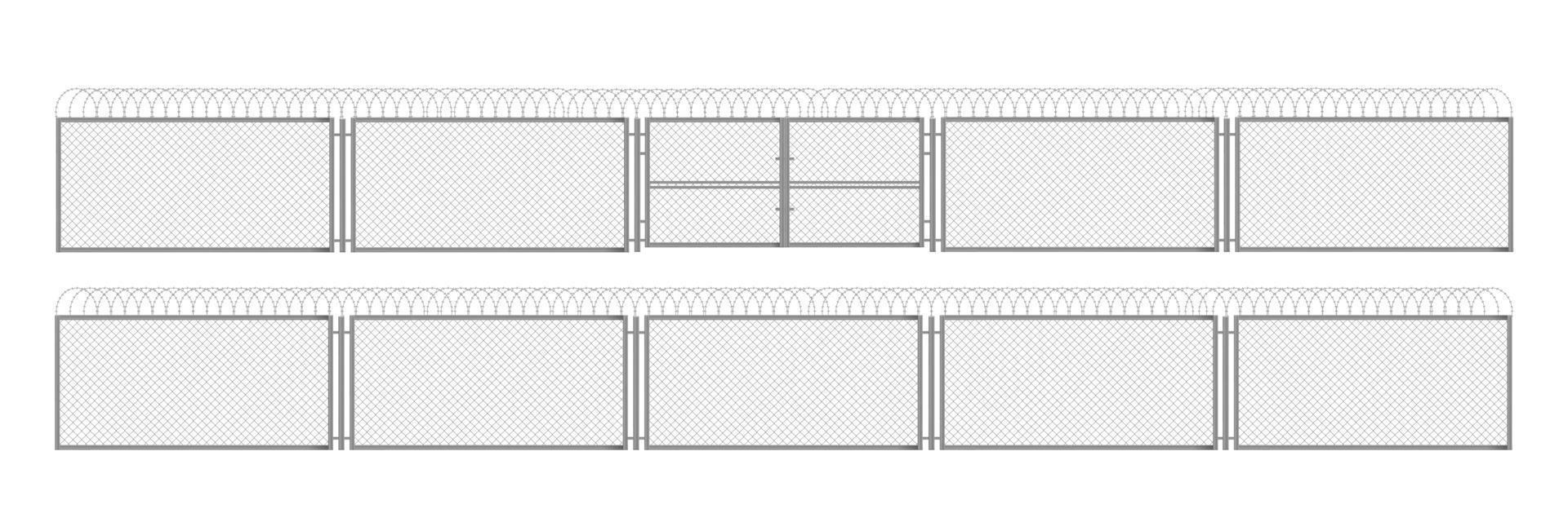 staket med hullingförsedda tråd, metall rutnät med Port 3d vektor