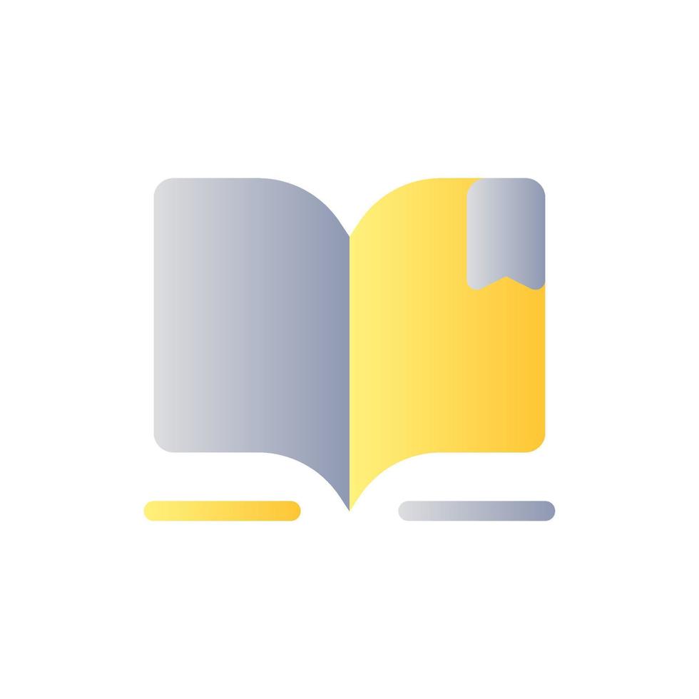 Lesen von E-Books mit zweifarbigem UI-Symbol mit flachem Farbverlauf. digitale Bibliothek. Ebook Reader. Bildungsplattform. einfaches gefülltes Piktogramm. gui, ux design für mobile anwendung. Vektor isolierte RGB-Illustration