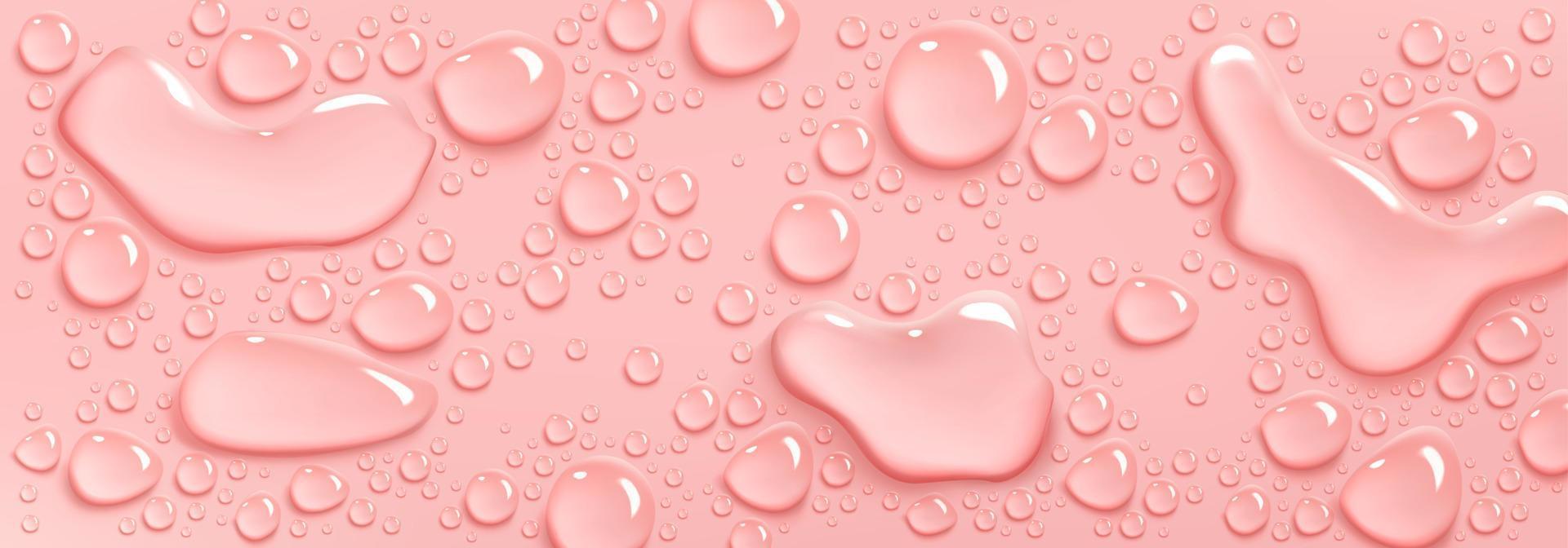 Kollagen oder Wassertropfen auf rosa Hintergrund, Schönheit vektor