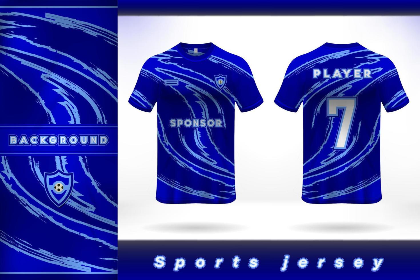 blå jersey mall fotboll sporter t-shirt design vektor