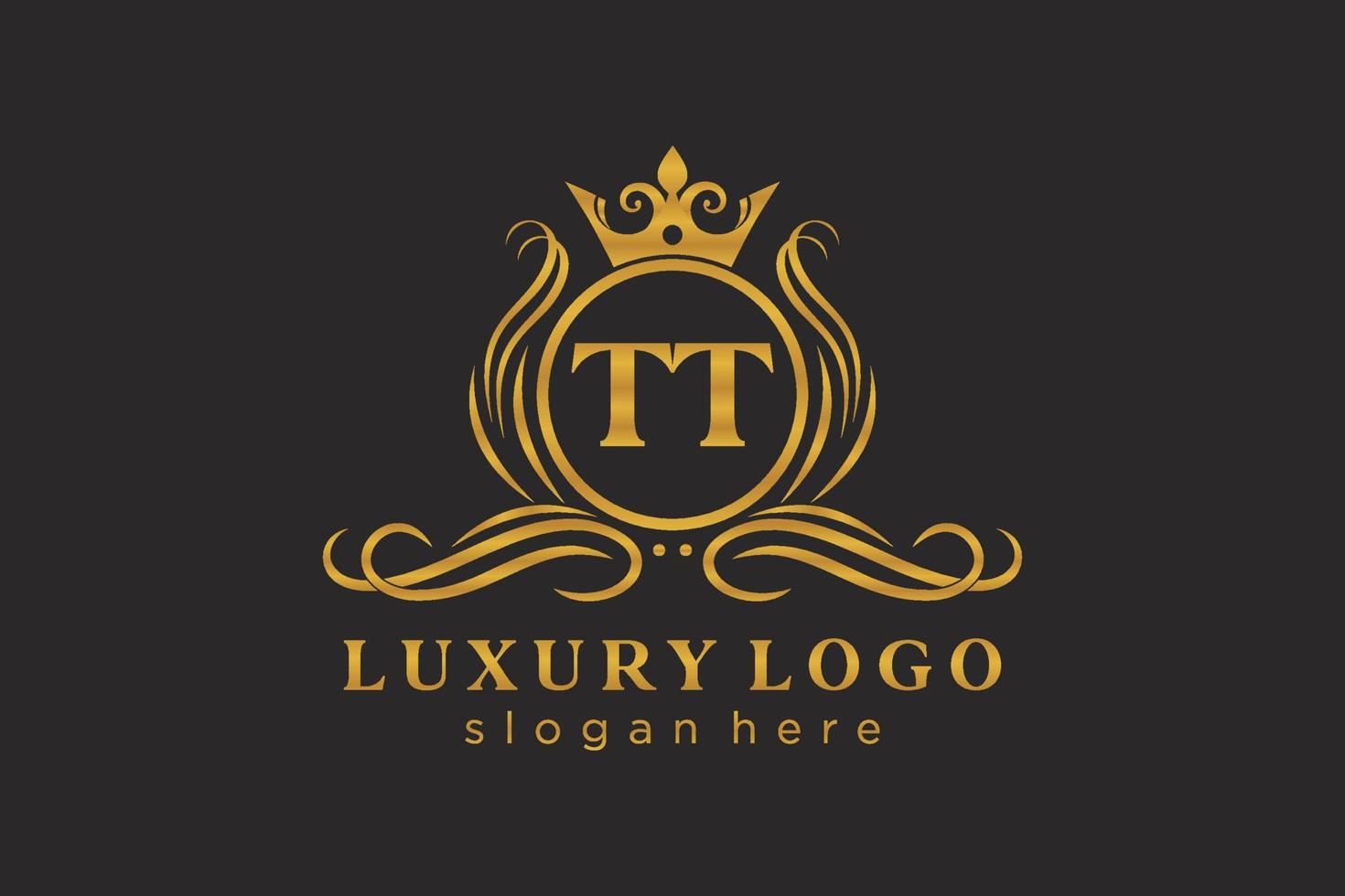första tt brev kunglig lyx logotyp mall i vektor konst för restaurang, kungligheter, boutique, Kafé, hotell, heraldisk, Smycken, mode och Övrig vektor illustration.