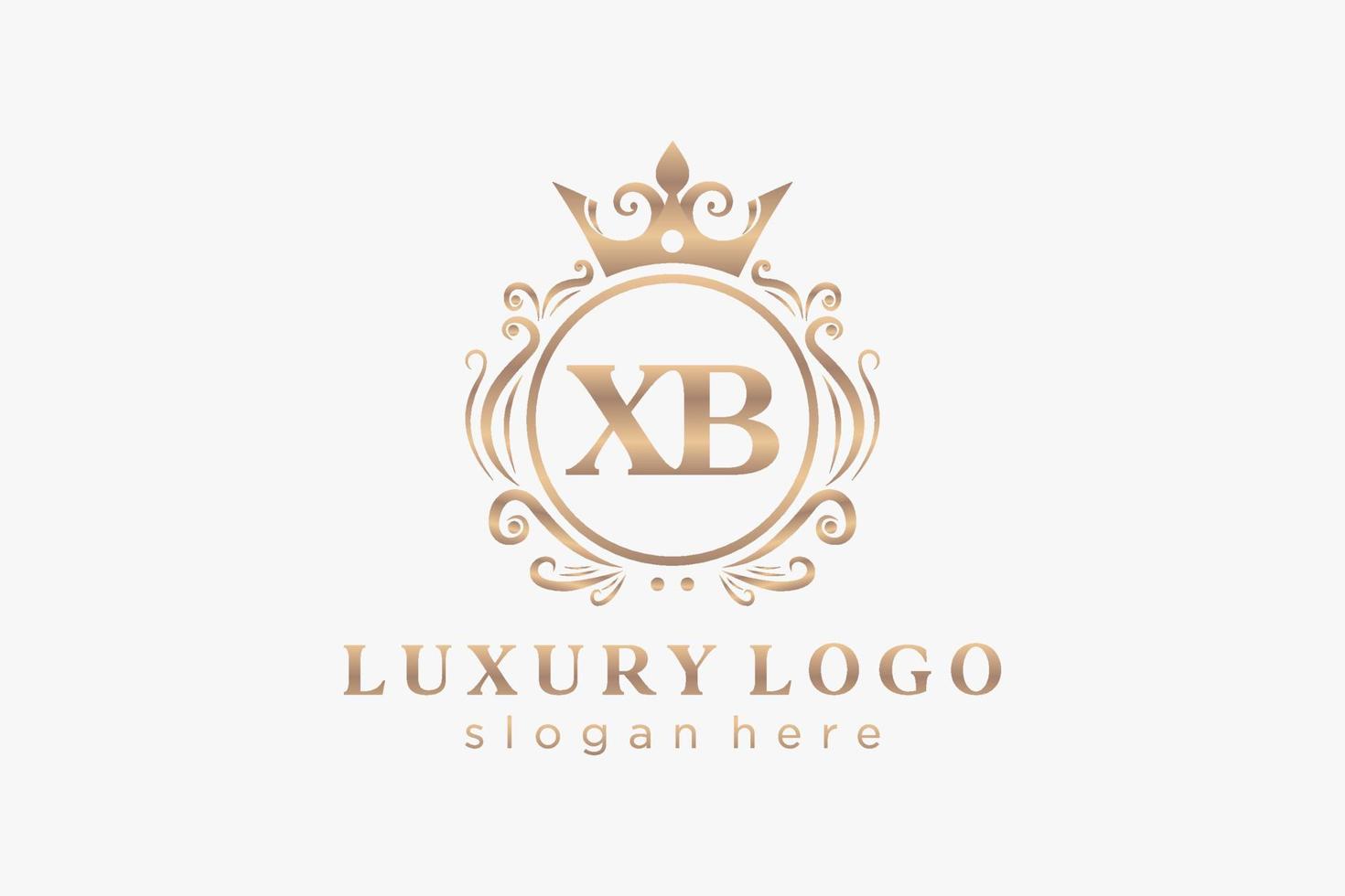 Royal Luxury Logo-Vorlage mit anfänglichem xb-Buchstaben in Vektorgrafiken für Restaurant, Lizenzgebühren, Boutique, Café, Hotel, Heraldik, Schmuck, Mode und andere Vektorillustrationen. vektor