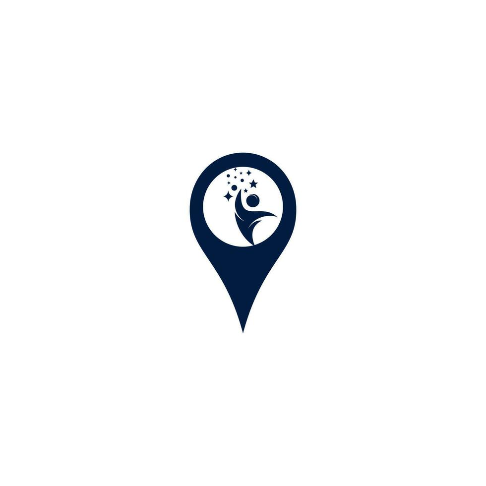 Menschen- und Kartenzeiger-Logo-Design. Menschen- und GPS-Locator-Symbol oder -Symbol. vektor