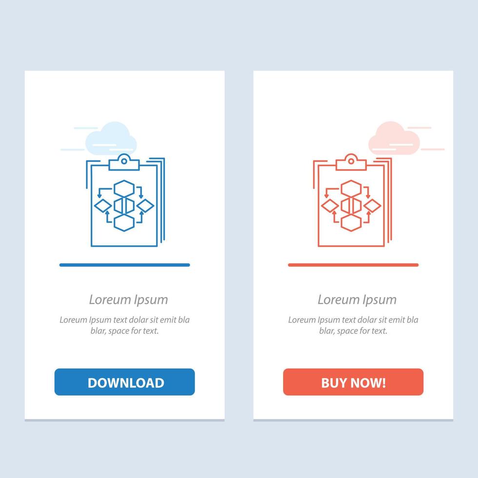 Zwischenablage Geschäftsdiagramm Fluss Prozess Arbeitsablauf Blau und Rot Jetzt herunterladen und kaufen Web-Widget vektor