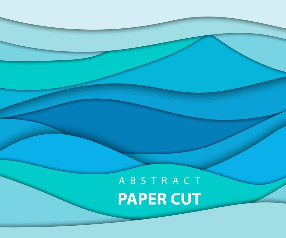 vektor bakgrund med blå Färg papper skära former. 3d abstrakt papper konst stil, design layout för företag presentationer, flygblad, affischer, grafik, dekoration, kort, broschyr omslag.