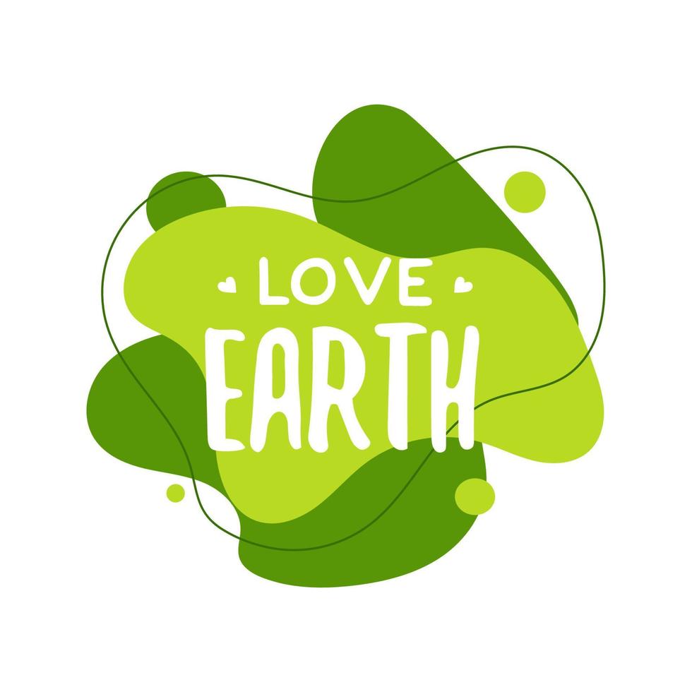 Lycklig jord dag abstrakt grafisk flytande organisk element. dynamisk vätska former. isolerat grön banderoller med strömmande rader. mall för de design av en logotyp, flygblad eller presentation, kärlek jorden. vektor