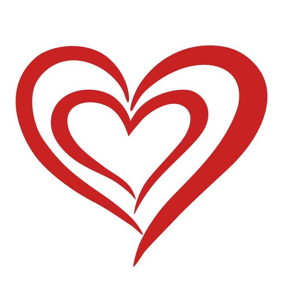 hjärta och kärlek. hjärta för hjärtans dag. Semester av Allt älskare. hjärtans dag 2021. februari 14. röd ikon. platt design. vektor hand dra illustration.