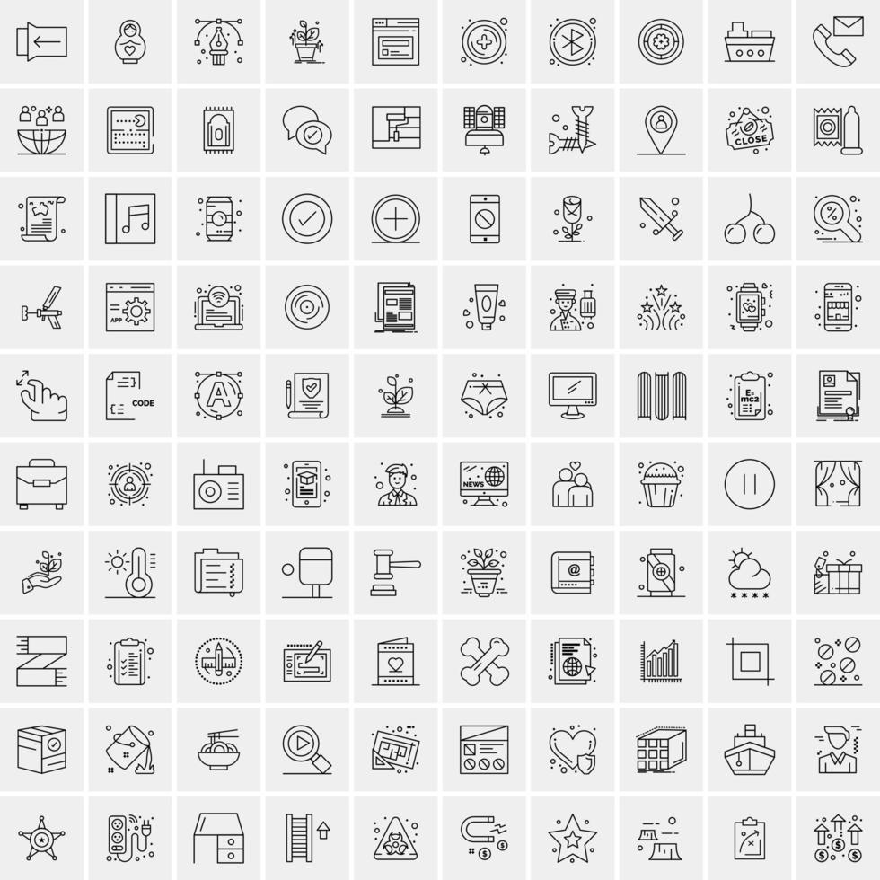 uppsättning av 100 kreativ företag linje ikoner vektor