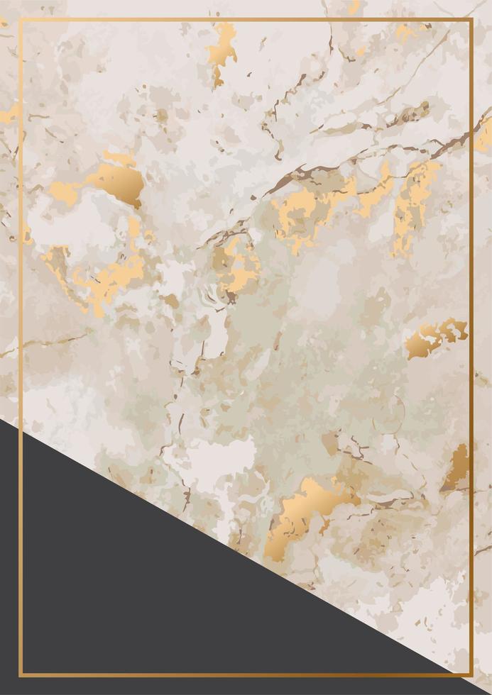 gyllene marmor sten konsistens och guld ram kort vektor