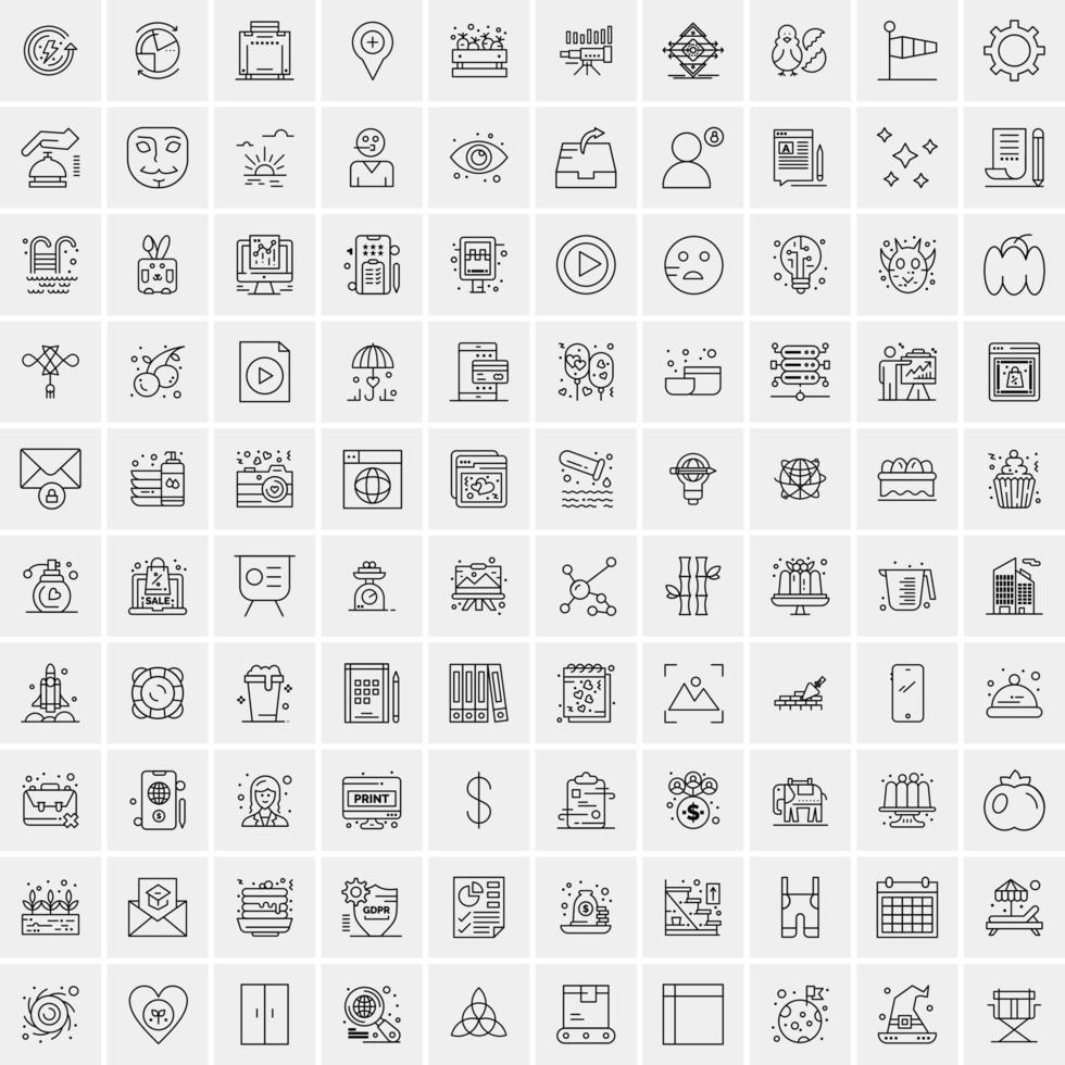 satz von 100 kreativen geschäftszeilensymbolen vektor