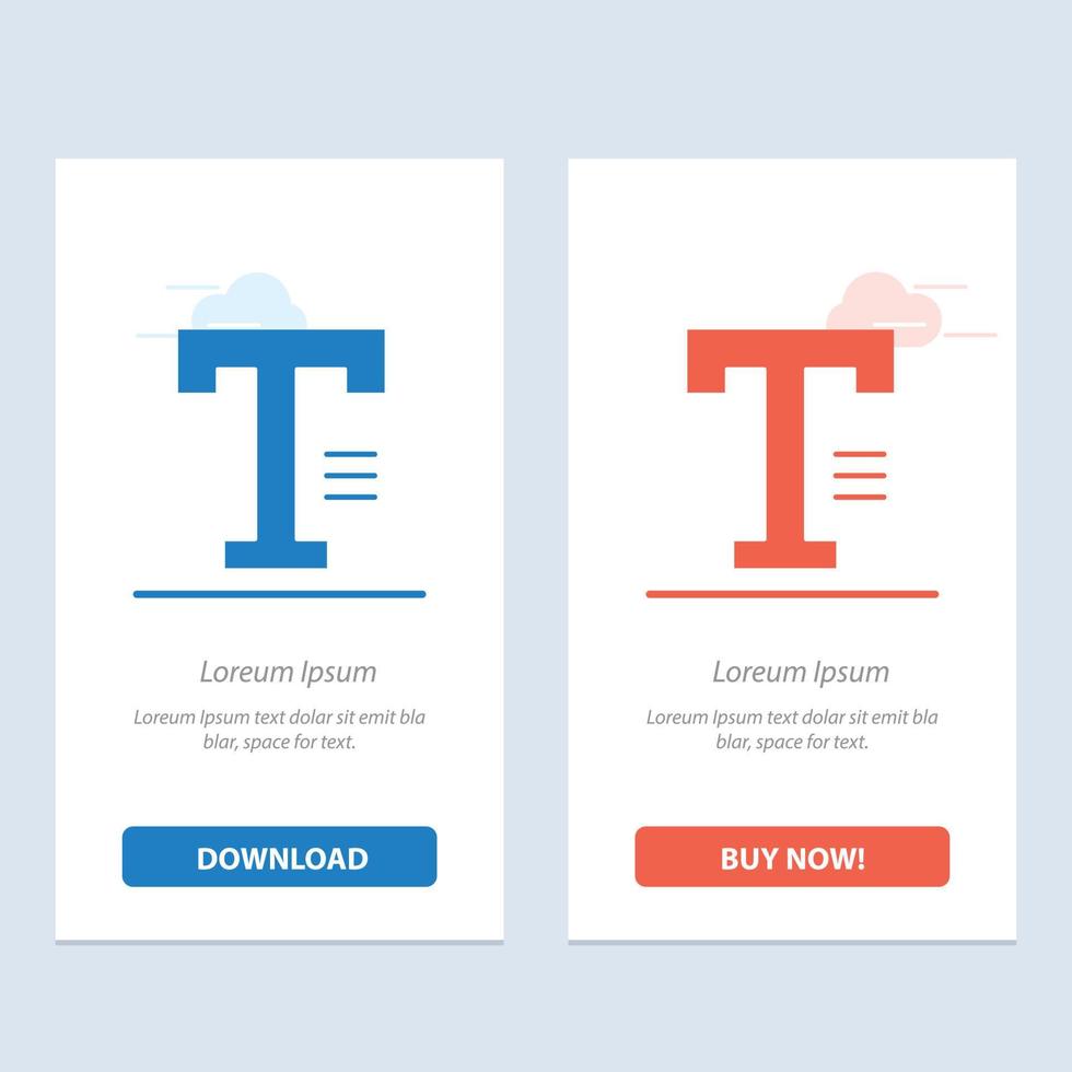 Text eingeben Wort schreiben blau und rot jetzt herunterladen und kaufen Kartenvorlage für Web-Widgets vektor