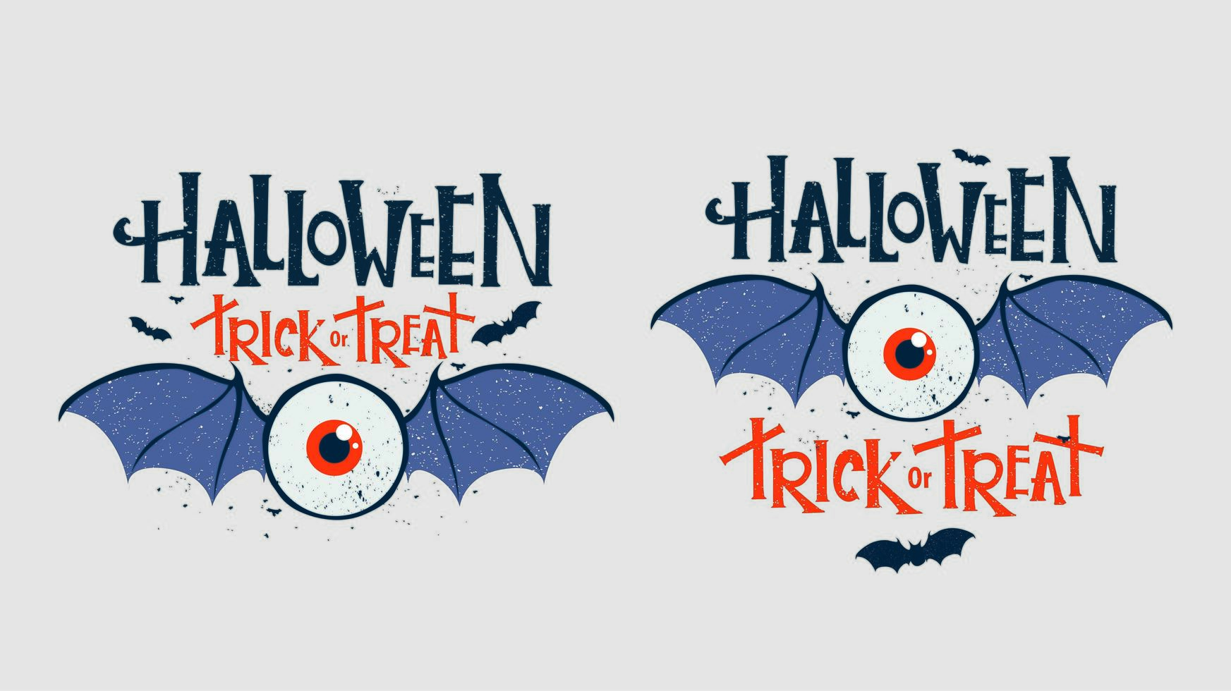 öga med bat vingar hallowen typografi set vektor