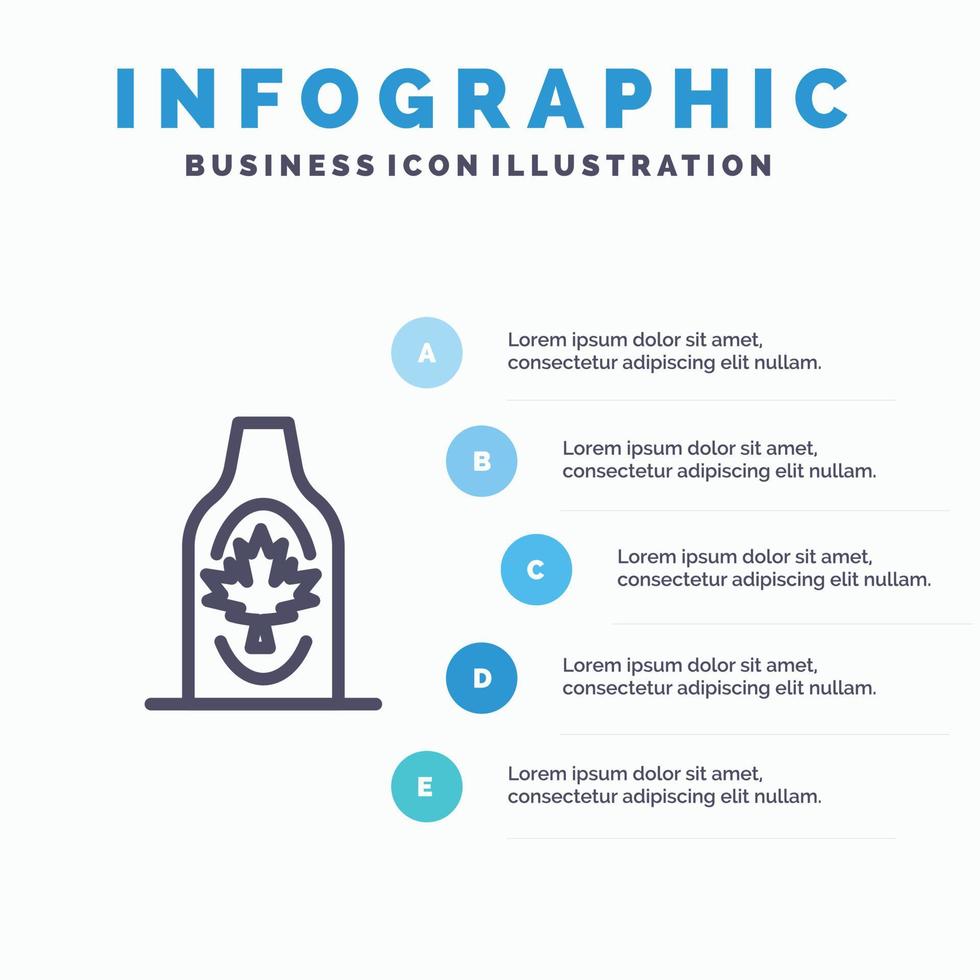 Flasche Herbst Kanada Blatt Ahorn Liniensymbol mit 5 Schritten Präsentation Infografiken Hintergrund vektor