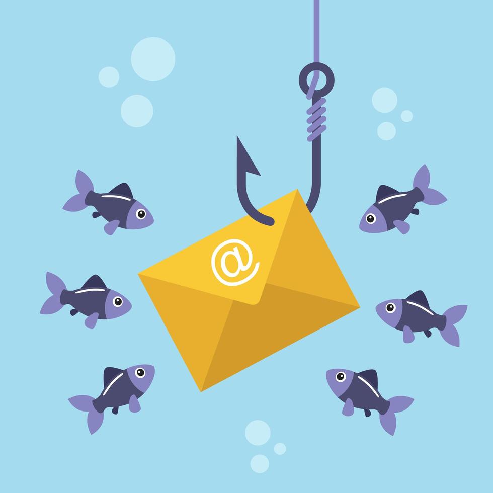 E-Mail-Phishing mit Hook-Konzept vektor