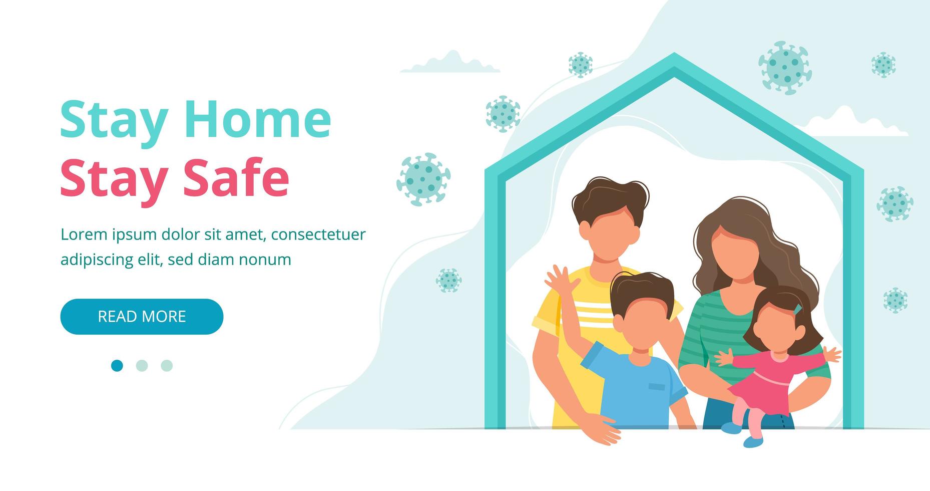 Familie zu Hause in Quarantäne Landing Page vektor