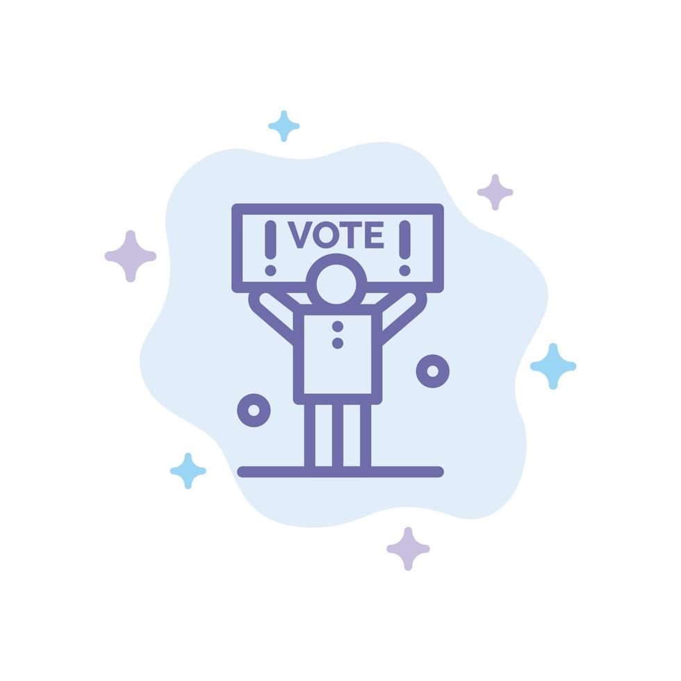 kampanj politisk politik rösta blå ikon på abstrakt moln bakgrund vektor