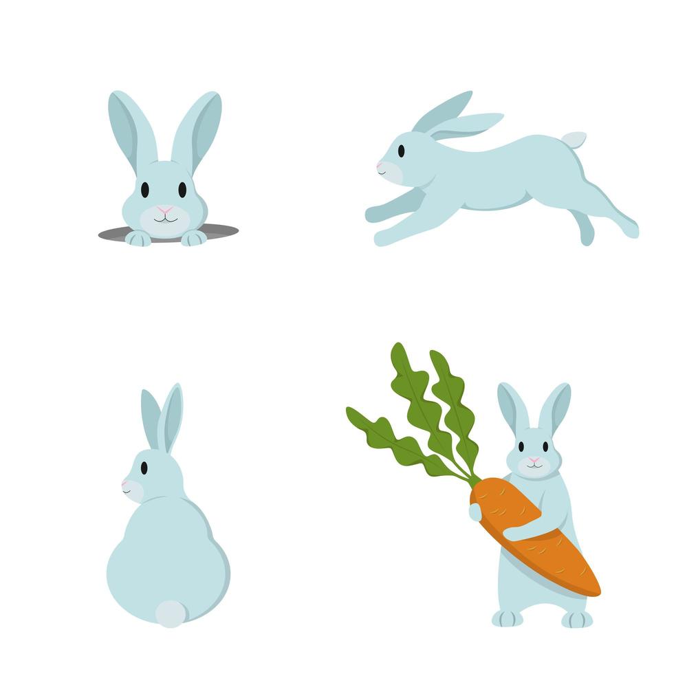 uppsättning söta kaniner vektor