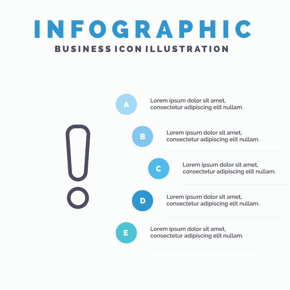 varna fara varning tecken linje ikon med 5 steg presentation infographics bakgrund vektor