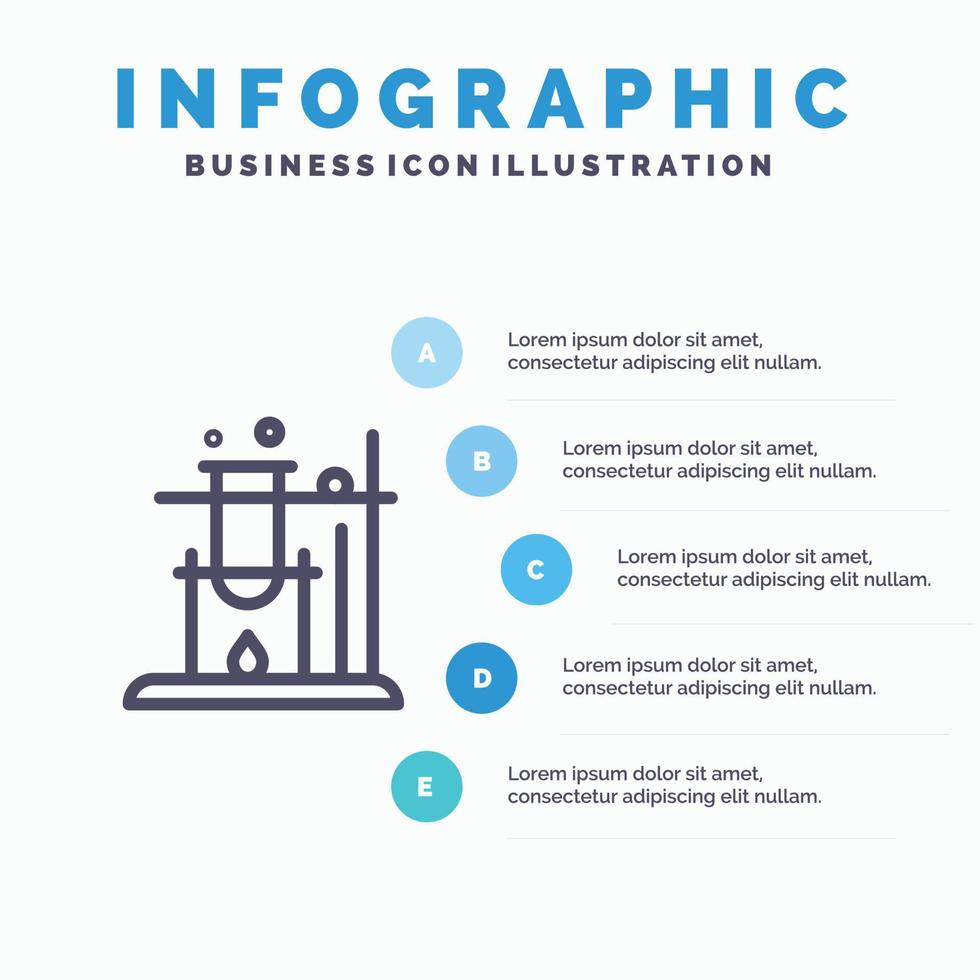 tycka om vetenskap Plats linje ikon med 5 steg presentation infographics bakgrund vektor