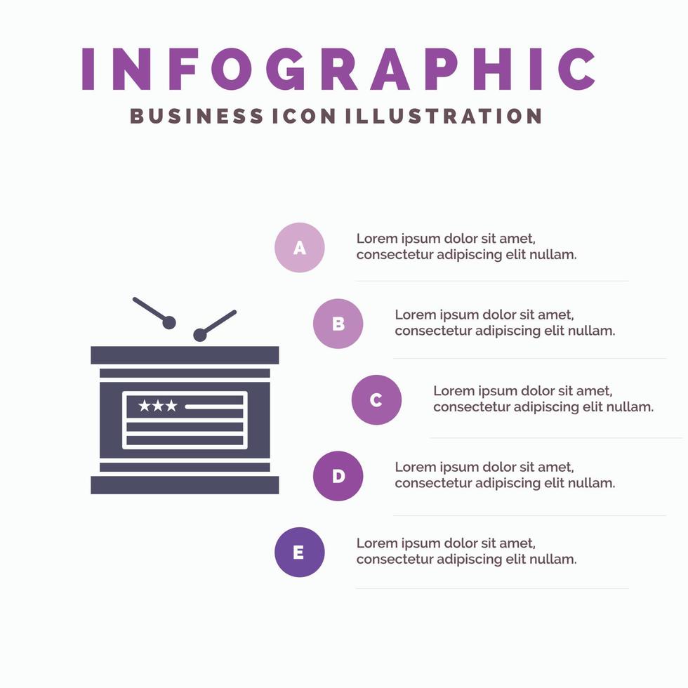 trumma Semester oberoende oberoende dag fast ikon infographics 5 steg presentation bakgrund vektor