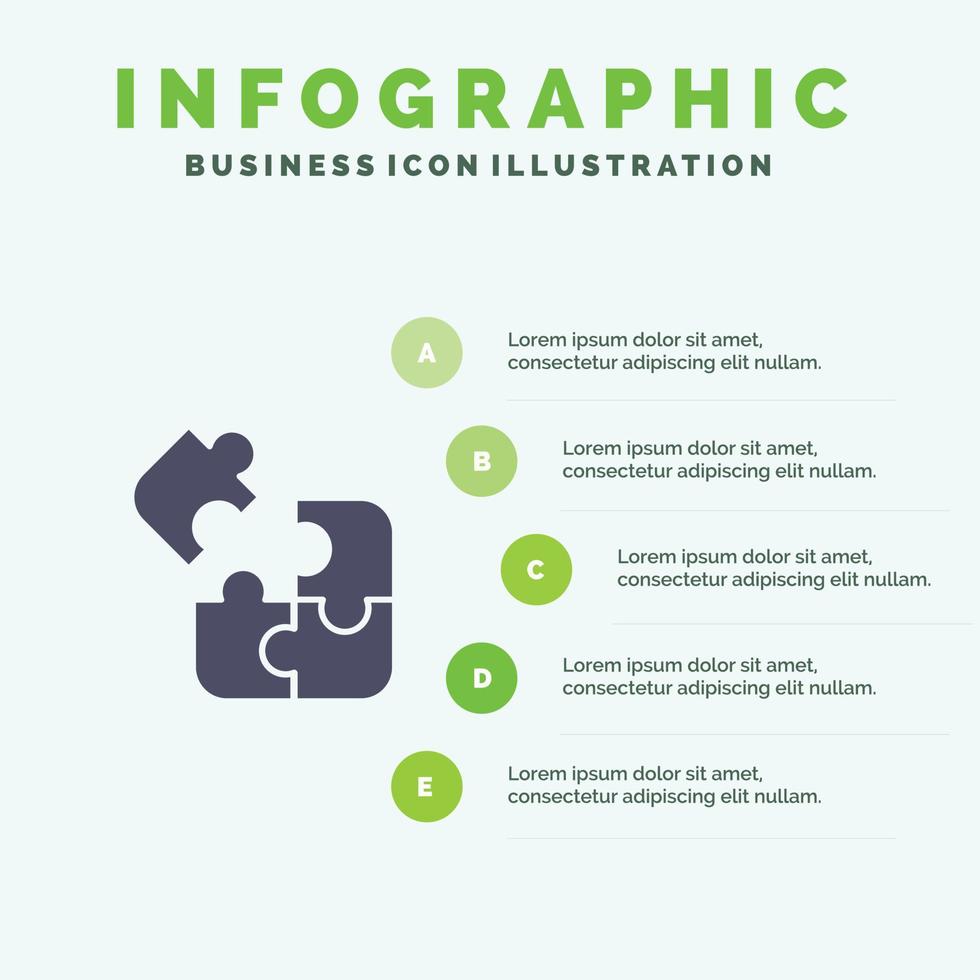 kontursåg pussel vetenskap lösning fast ikon infographics 5 steg presentation bakgrund vektor