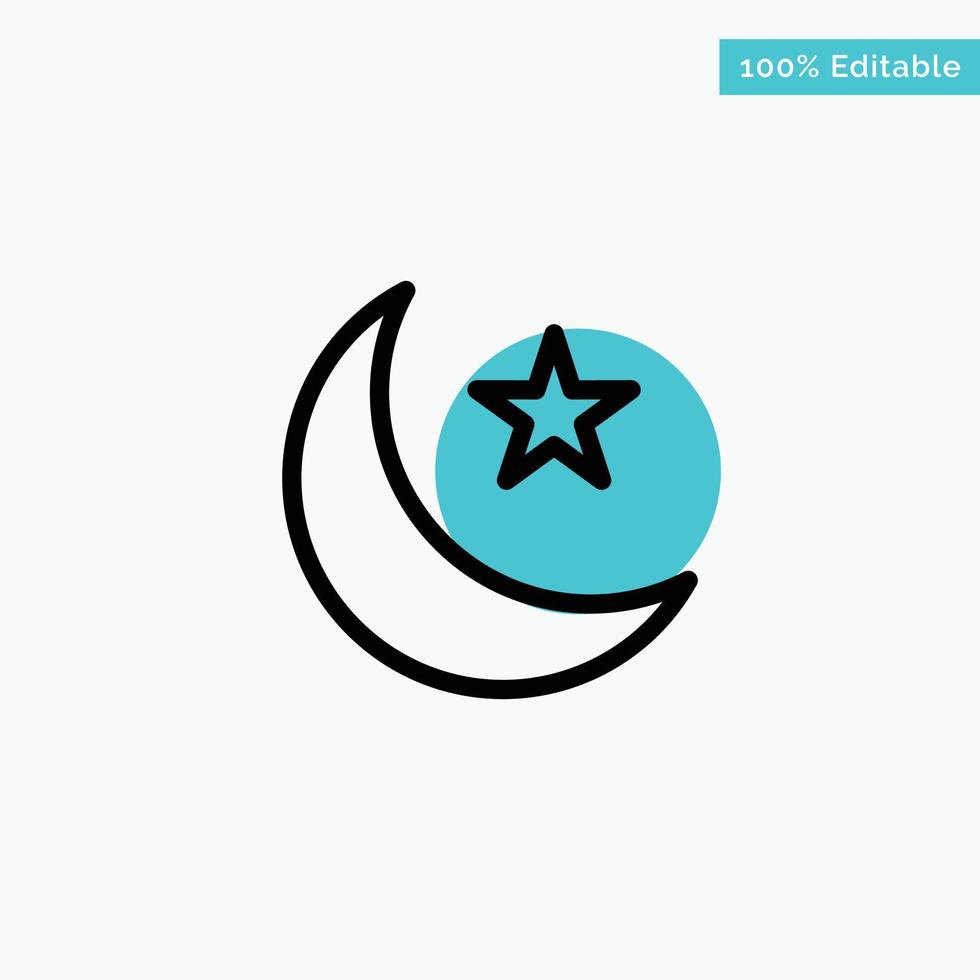 Mond Nacht Stern Nacht Türkis Highlight Kreis Punkt Vektor Icon