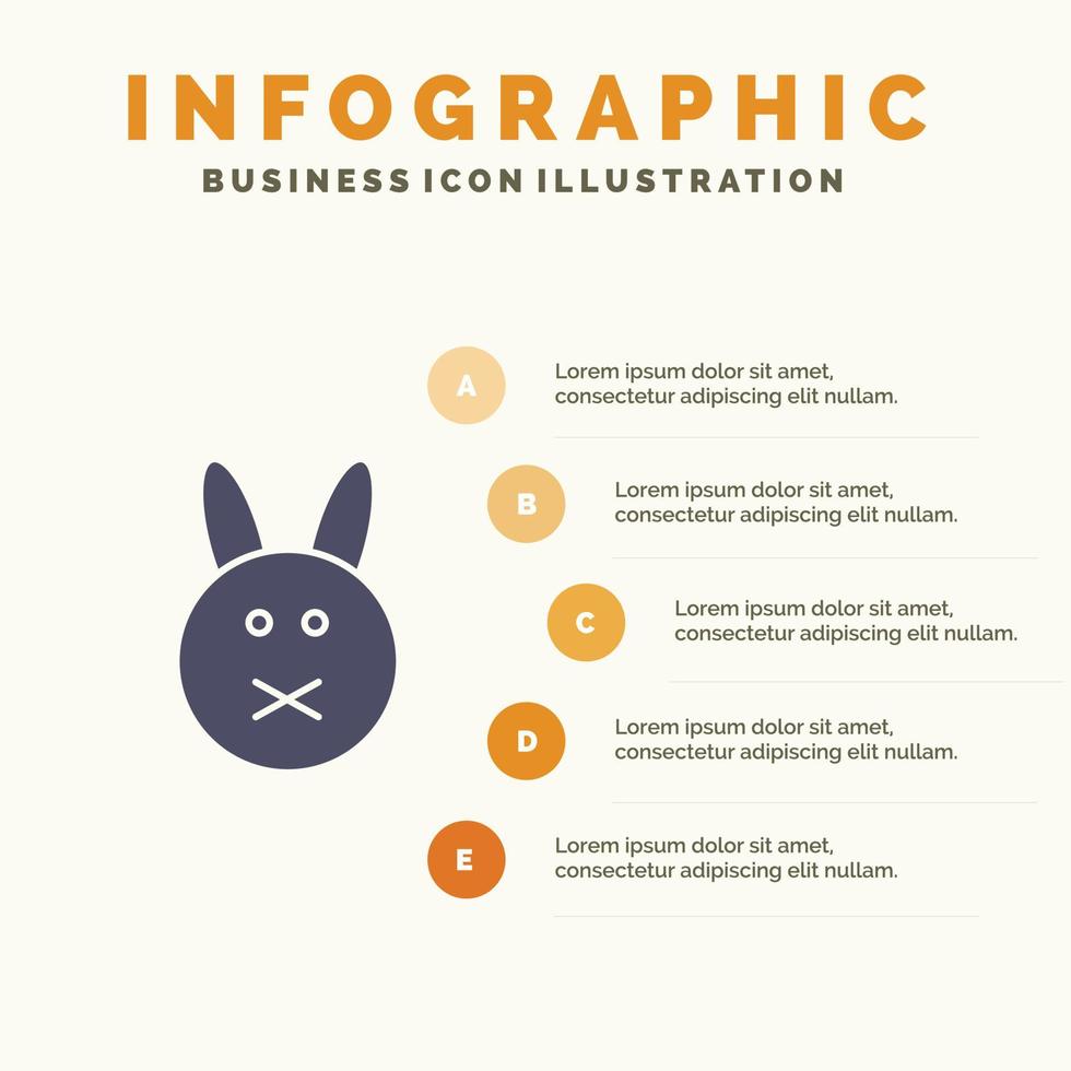 Hase Osterkaninchen festes Symbol Infografiken 5 Schritte Präsentationshintergrund vektor