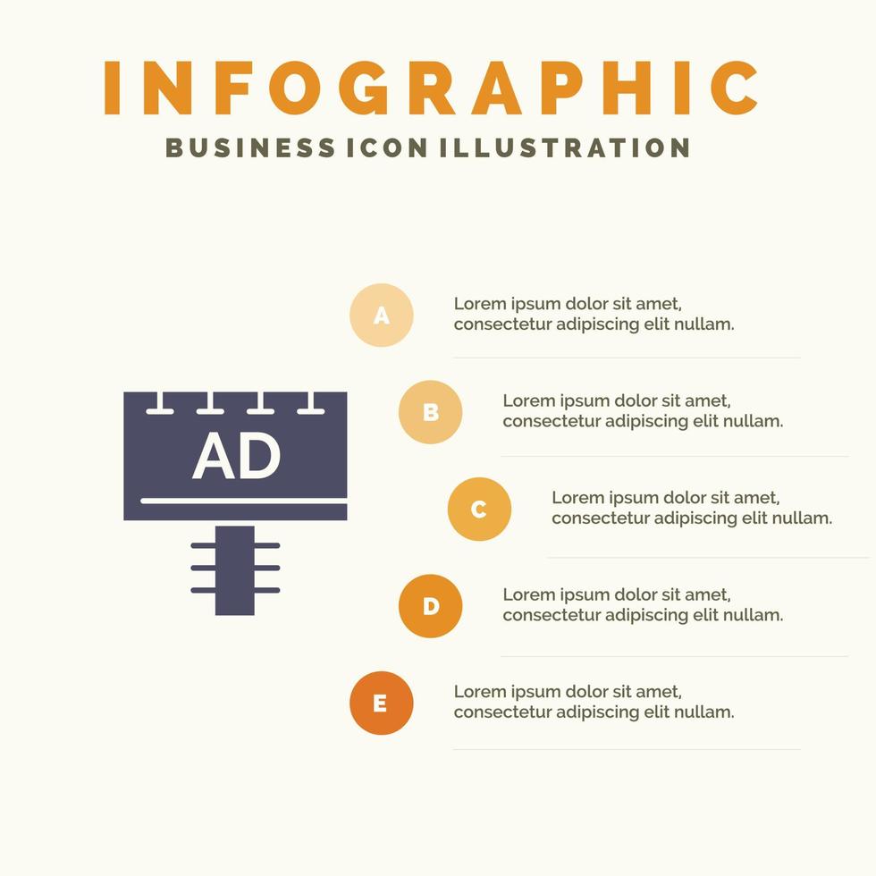 ad styrelse reklam skylt fast ikon infographics 5 steg presentation bakgrund vektor