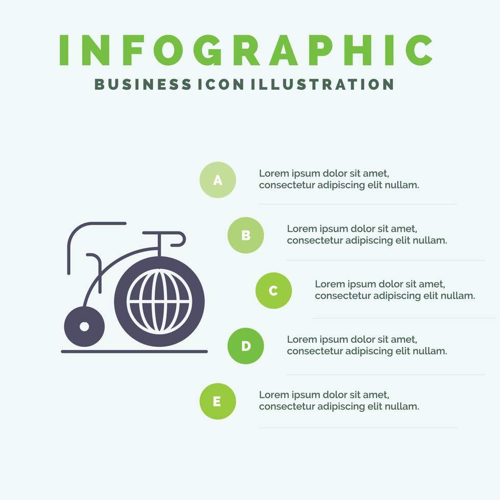 Big Bike Dream Inspiration Solid Icon Infografiken 5 Schritte Präsentationshintergrund vektor