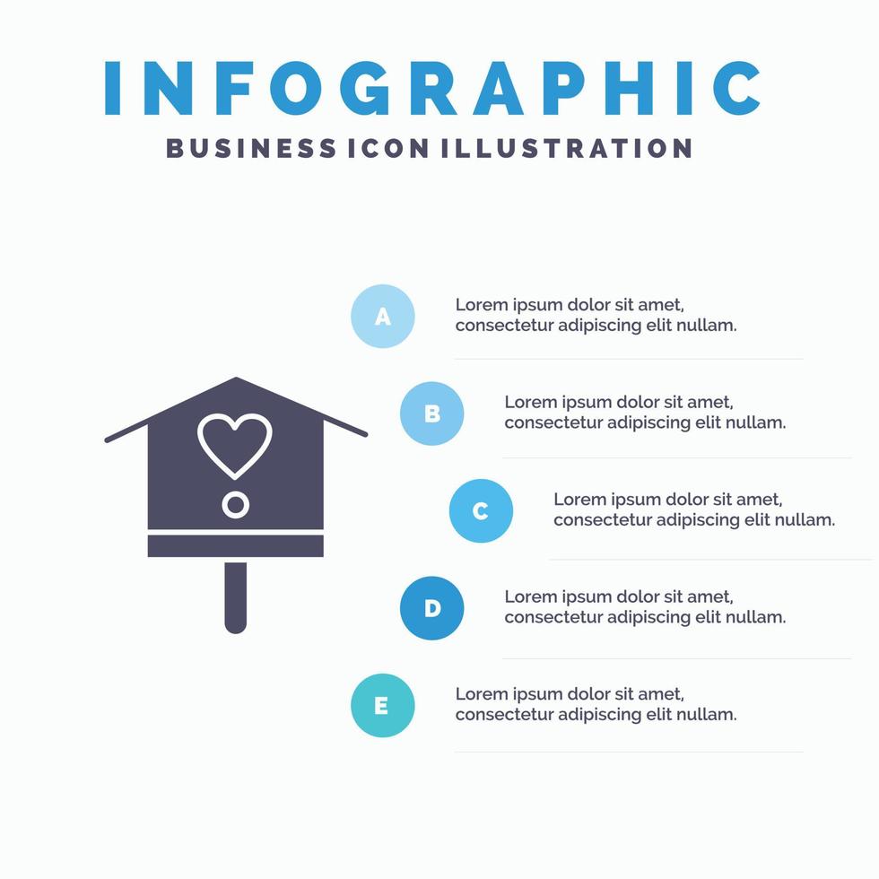 fågel fågel hus hus vår fast ikon infographics 5 steg presentation bakgrund vektor