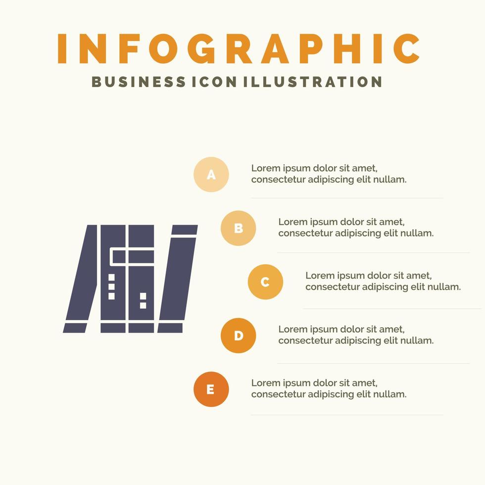 künstlicher autonomer bot intelligenter militärischer fester symbol infografiken 5 schritte präsentation backgrou vektor