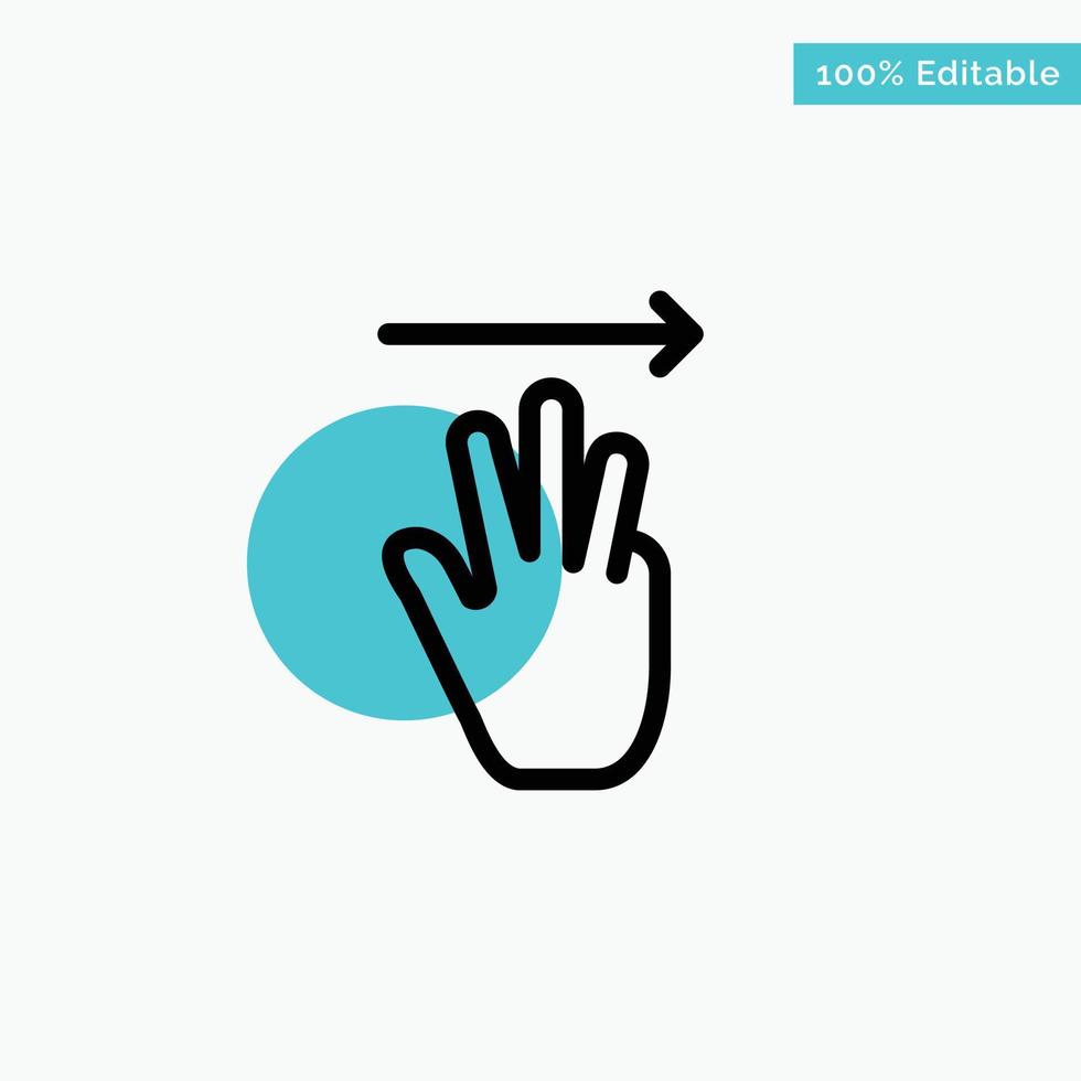 Hand Hand-Cursor nach oben rechts Türkis Highlight Kreis Punkt Vektorsymbol vektor