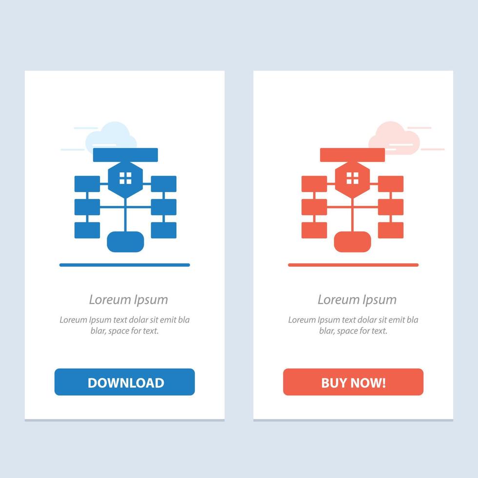 flussdiagramm flussdiagramm datendatenbank blau und rot jetzt herunterladen und kaufen web-widget-kartenvorlage vektor