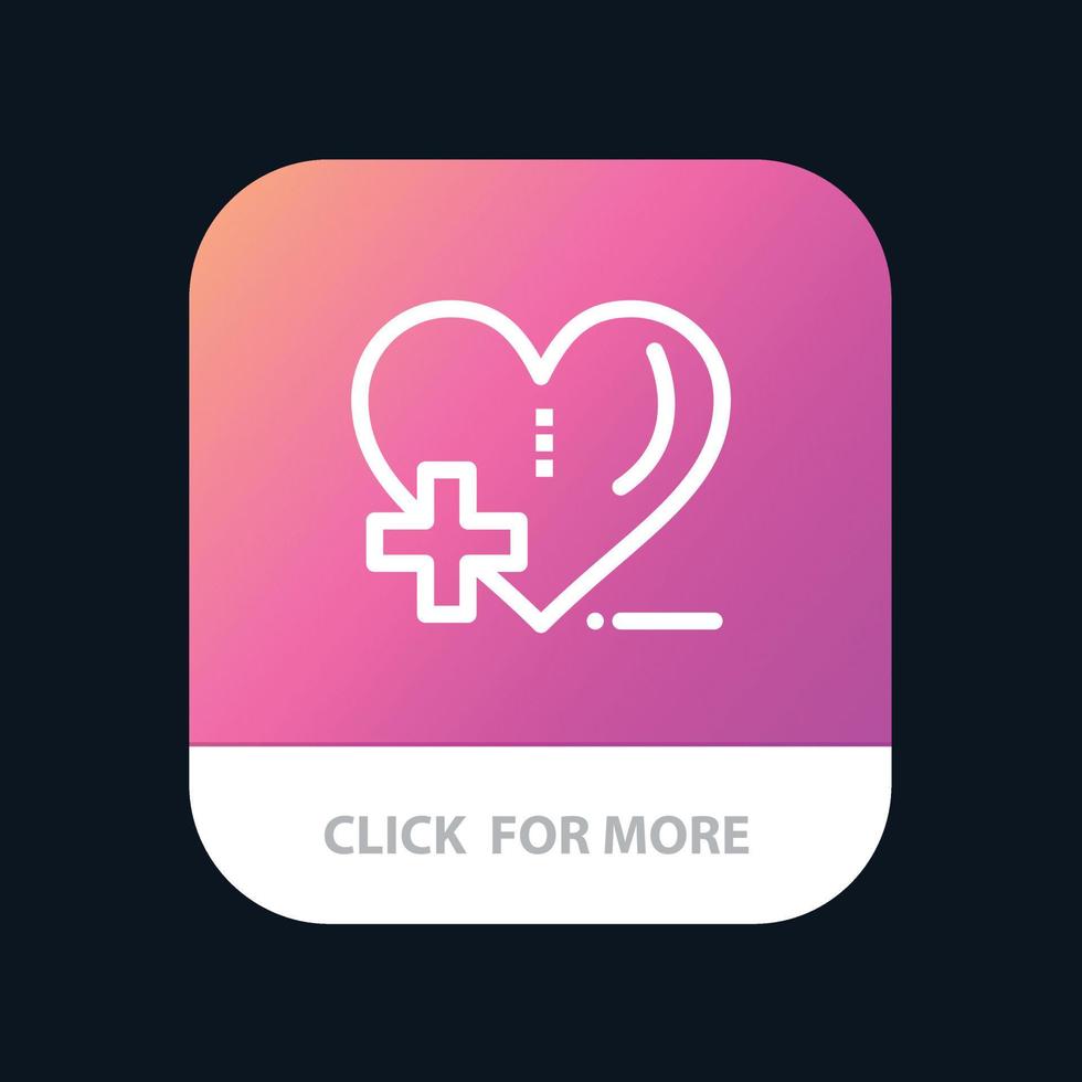 Love Healthcare Hospital Heart Care Mobile App Button Android- und iOS-Line-Version vektor