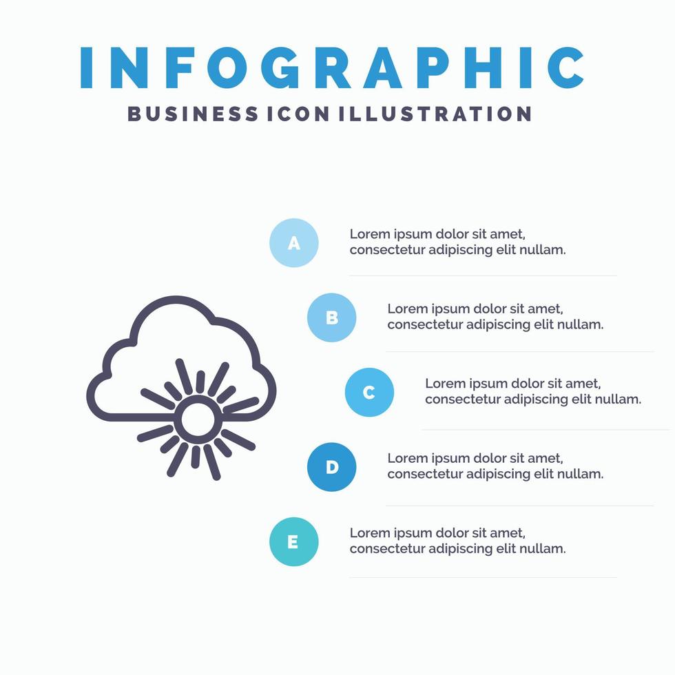 moln natur vår Sol linje ikon med 5 steg presentation infographics bakgrund vektor